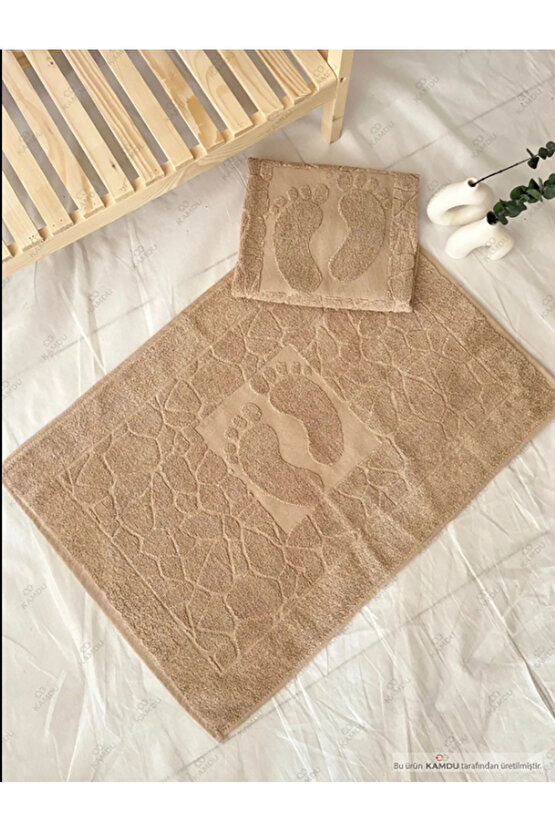 ( 1 Adet ) 50x70cm Ayak Paspası, Ayak Desenli Pamuk Paspas, Lavabo Paspası