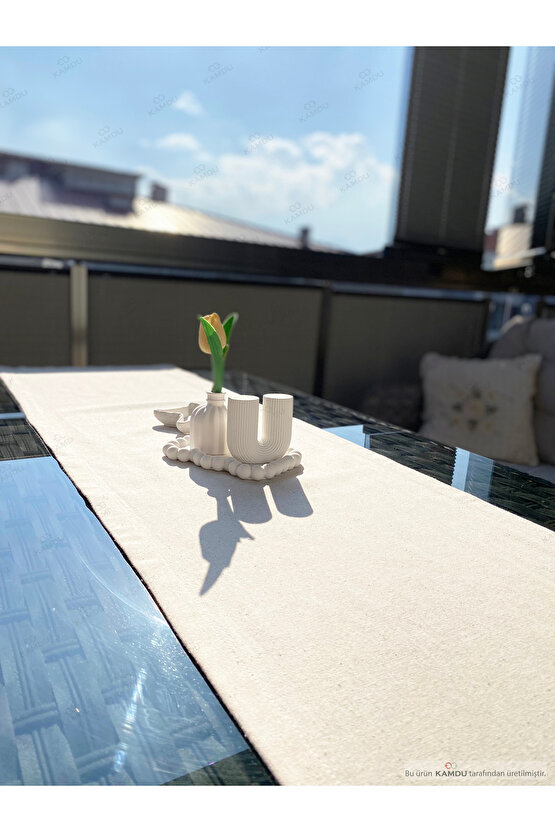 Şık Tasarım 50x250 cm %100 Pamuk Ham Keten Amerikan Runner, Runner, Keten Amerikan Runner