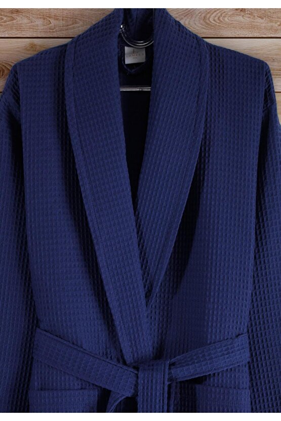 Pera %100 Pamuklu Unisex Pike Bornoz, Hızlı Kuruyan, Zarif Ve Yumuşak Dokulu | Lacivert