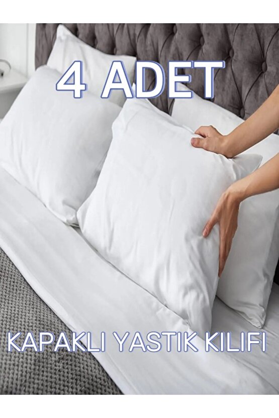 ( 4 Adet ) 50x70cm Otel Yastık Kılıfı, Ekonomik Kapaklı , Kapaklı Yastık Kılıfı