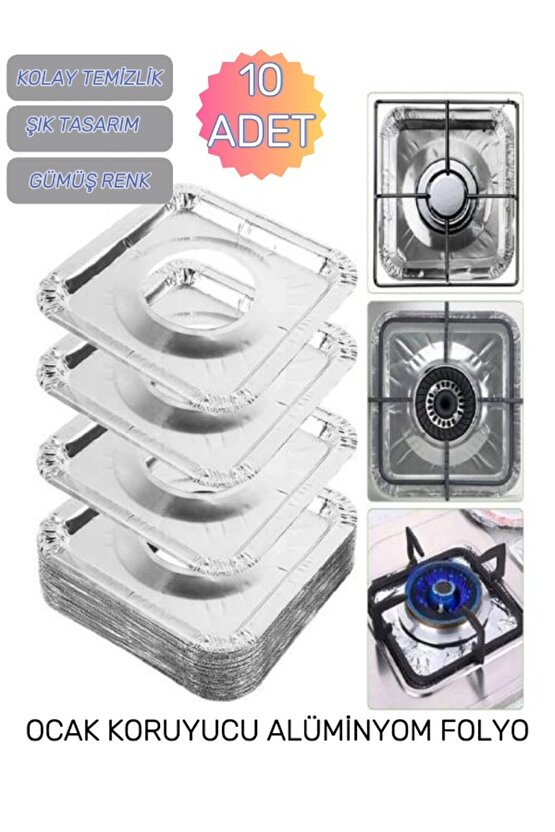 (10 Adet ) Ocak Koruyucu Folyo, Isıya Dayanıklı Folyo, Ocak Leke Önleyici, Ocak Üstü Folyo