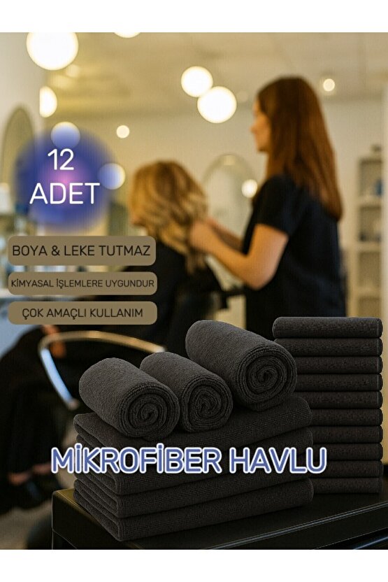 ( 12 Adet ) 50x90cm Mikrofiber Havlu,berber Havlusu, Kuaför Havlusu, Sporcu Havlusu, El Yüz Havlusu