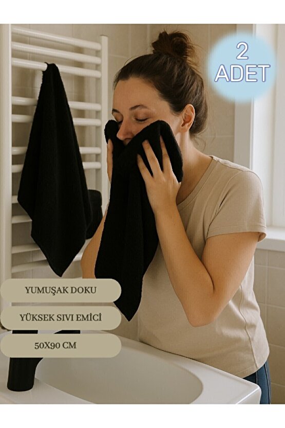 ( 2 Adet ) 50x90cm Pamuklu Havlu , Berber Havlusu, Kuaför Havlusu, Sporcu Havlusu, El Yüz Havlusu