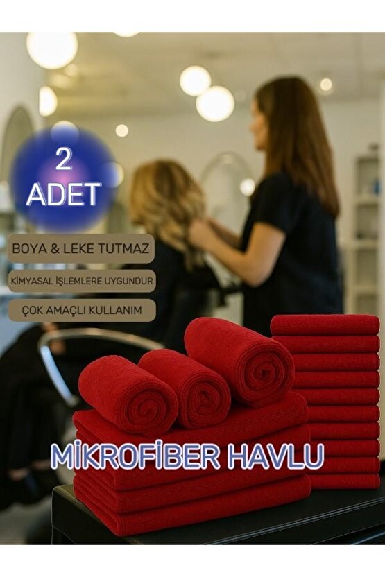 ( 2 Adet ) 50x90cm Mikrofiber Havlu , Berber Havlusu, Kuaför Havlusu, Sporcu Havlusu, El Yüz Havlusu