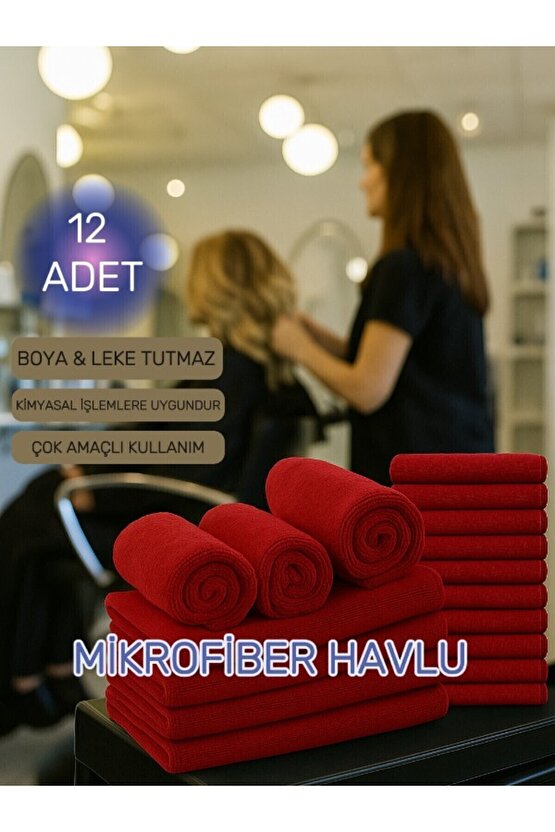 ( 12 Adet ) 50x90cm Mikrofiber Havlu,berber Havlusu, Kuaför Havlusu, Sporcu Havlusu, El Yüz Havlusu