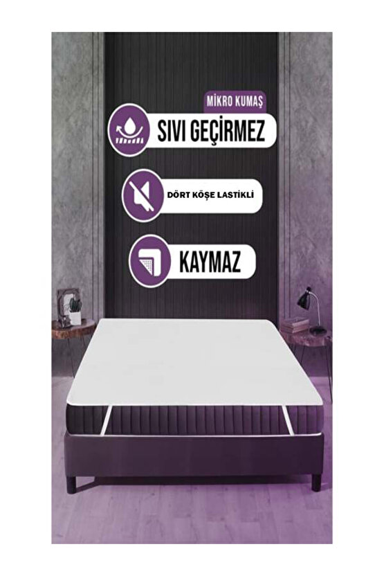 < 160x200cm > Nonwoven Kumaş Çift Kişilik Dört Köşe Lastikli Yatak Koruyucu, Hasta Alezi