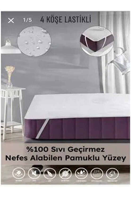 < 160x200cm > Nonwoven Kumaş Çift Kişilik Dört Köşe Lastikli Yatak Koruyucu, Hasta Alezi