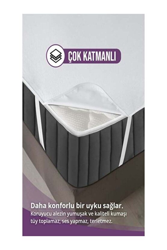 < 160x200cm > Nonwoven Kumaş Çift Kişilik Dört Köşe Lastikli Yatak Koruyucu, Hasta Alezi