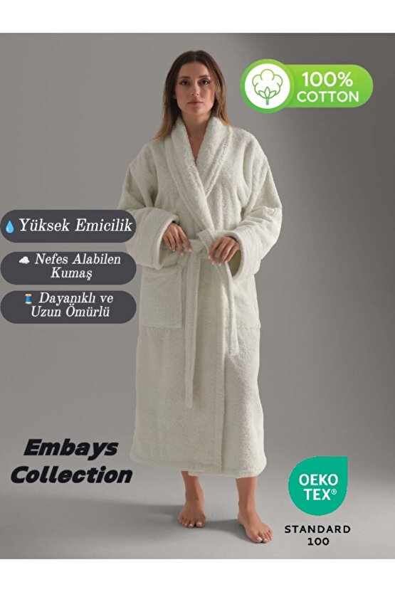 Bukle Bornoz, Şal Yaka Bornoz ,%100 Pamuklu Kadın  Erkek Unisex Bornoz , Sauna Otel Spa Bornozu