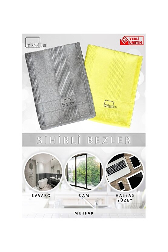 ( 3 Adet ) Büyük Boy 35x60cm Sihirli Temizlik Bezi, Fenomen Bez, Iz Bırakmaz Bez, Cam Bezi