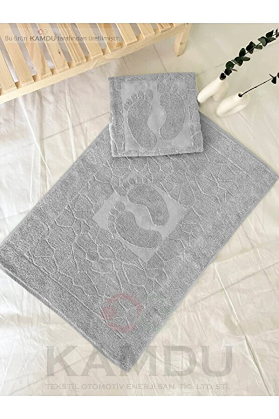 ( 1 Adet ) 50x70cm Ayak Paspası, Ayak Desenli Pamuk Paspas, Lavabo Paspası