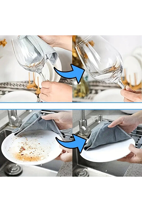 ( 3 Adet ) Standart Boy 40x40cm Baklava Desenli Mikrofiber Temizlik Bezi, Oto Cam Bezi