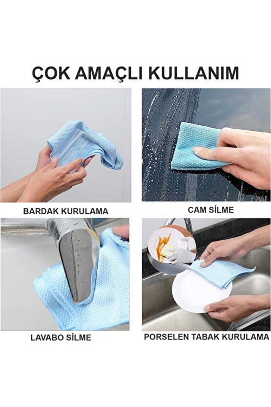 ( 3 Adet ) Standart Boy 40x40cm Baklava Desenli Mikrofiber Temizlik Bezi, Oto Cam Bezi