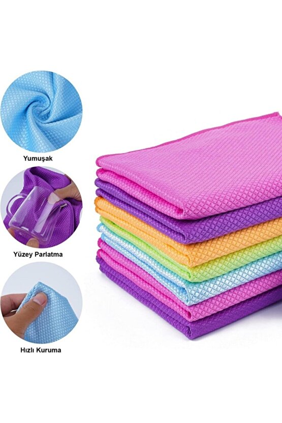 ( 3 Adet ) Standart Boy 40x40cm Baklava Desenli Mikrofiber Temizlik Bezi, Oto Cam Bezi