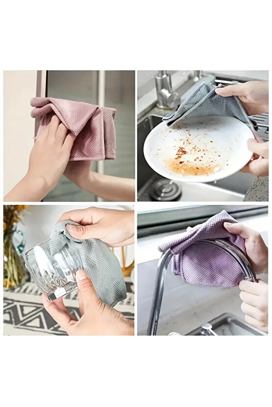 ( 3 Adet ) Standart Boy 40x40cm Baklava Desenli Mikrofiber Temizlik Bezi, Oto Cam Bezi