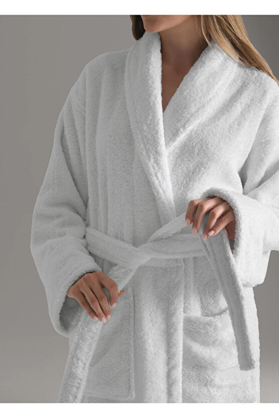 Bukle Bornoz, Şal Yaka Bornoz ,%100 Pamuklu Kadın  Erkek Unisex Bornoz