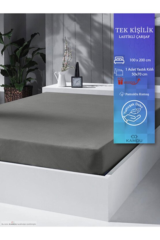 100x200cm Tek Kişilik Pamuklu Lastikli Çarşaf ( Yastık Kılıfı 50x70cm HEDİYELİ )