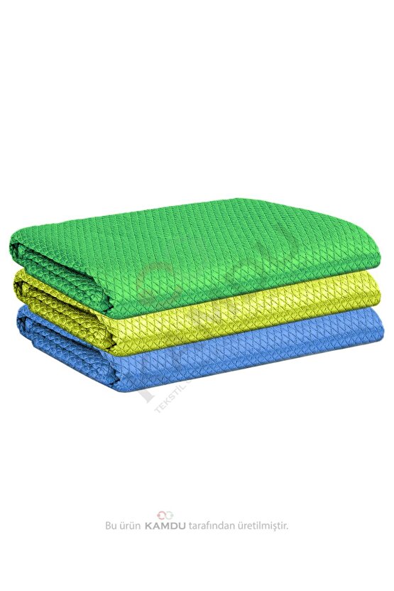 3 Adet Standart Boy 40x40cm Baklava Desenli Mikrofiber Temizlik Bezi, Oto Cam Bezi, Mutfak Bezi