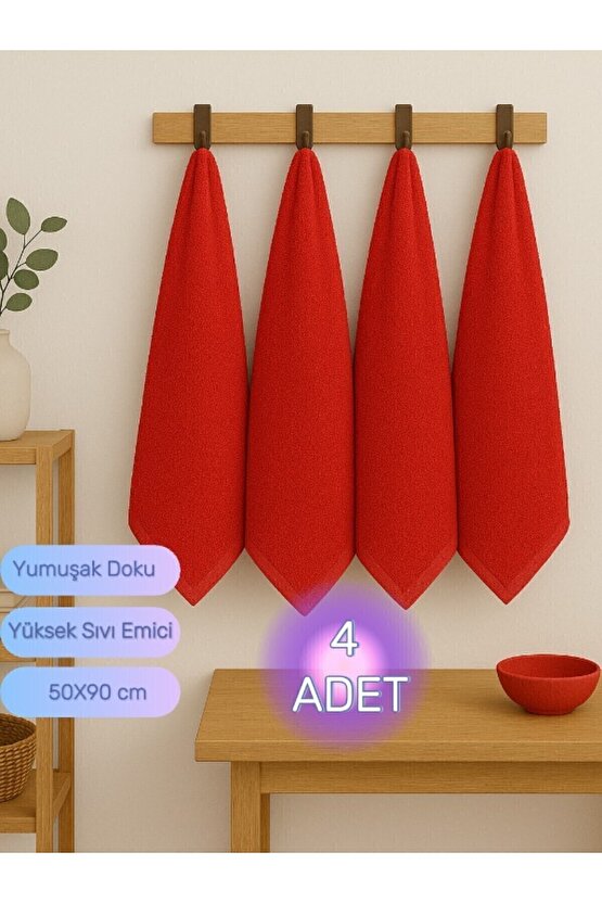 ( 4 Adet ) 50x90cm Pamuklu Havlu , Berber Havlusu, Kuaför Havlusu, Sporcu Havlusu, El Yüz Havlusu