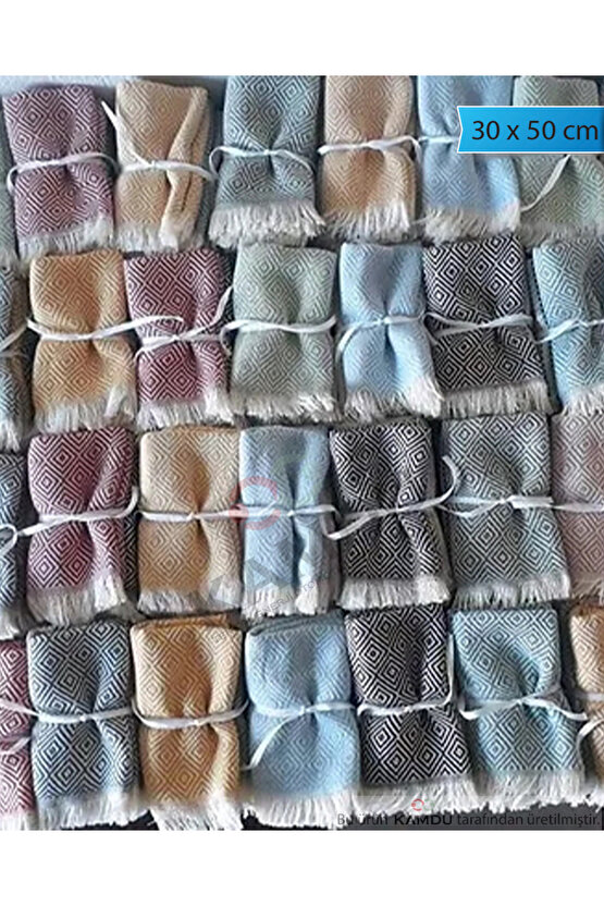 9 Adet 30x50cm Elmas Desen Peşkir, Mutfak Havlusu, Sunum Havlusu, Kahve Yanı Sunum Peçetesi