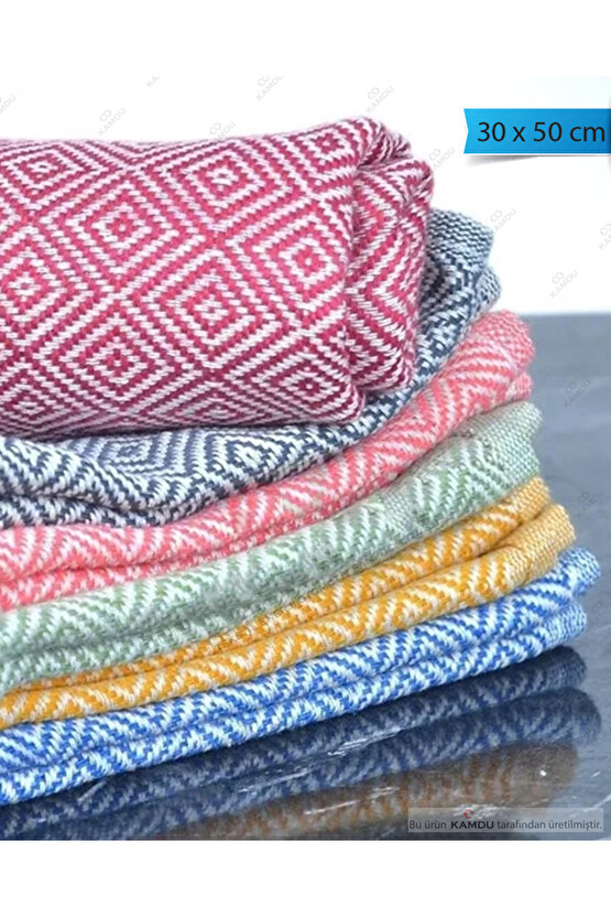 (3 Adet ) 30x50cm Elmas Desen Peşkir, Mutfak Havlusu, Sunum Havlusu, Kahve Yanı Sunum Peçetesi