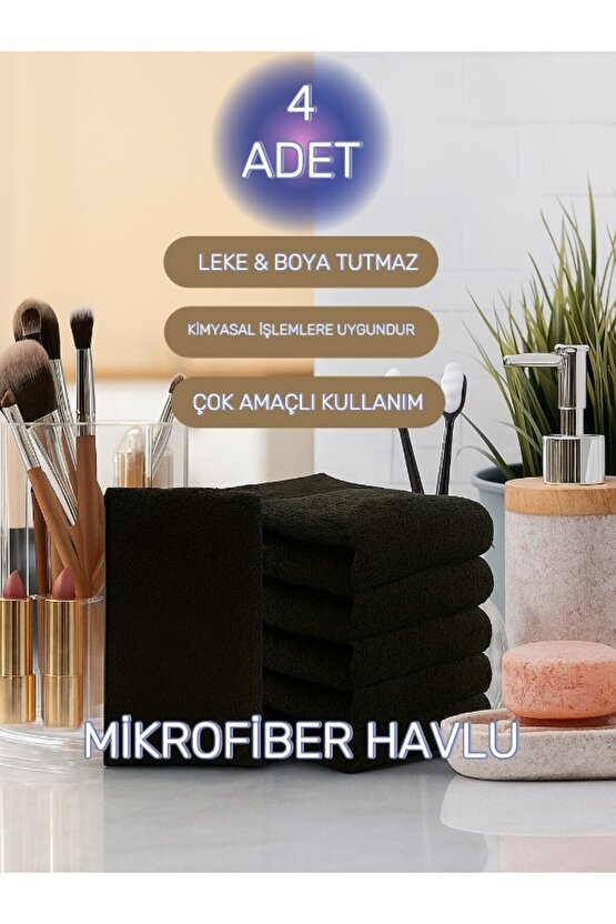 ( 4 Adet ) 50x90cm Mikrofiber Havlu,berber Havlusu, Kuaför Havlusu, Sporcu Havlusu, El Yüz Havlusu