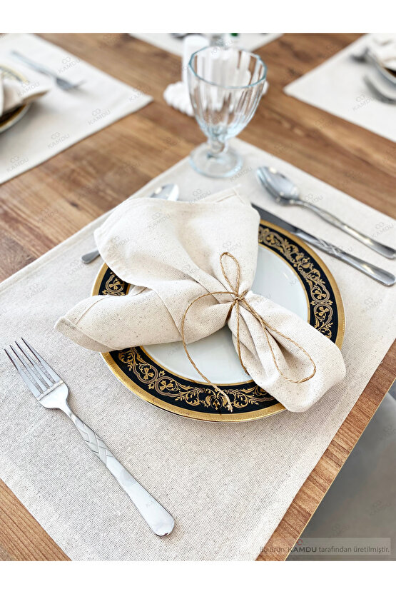 (8 ADET) 35x50cm Pamuklu %100 Keten Amerikan Supla,şık Sunum Peçetesi, Keten Amerikan Servis