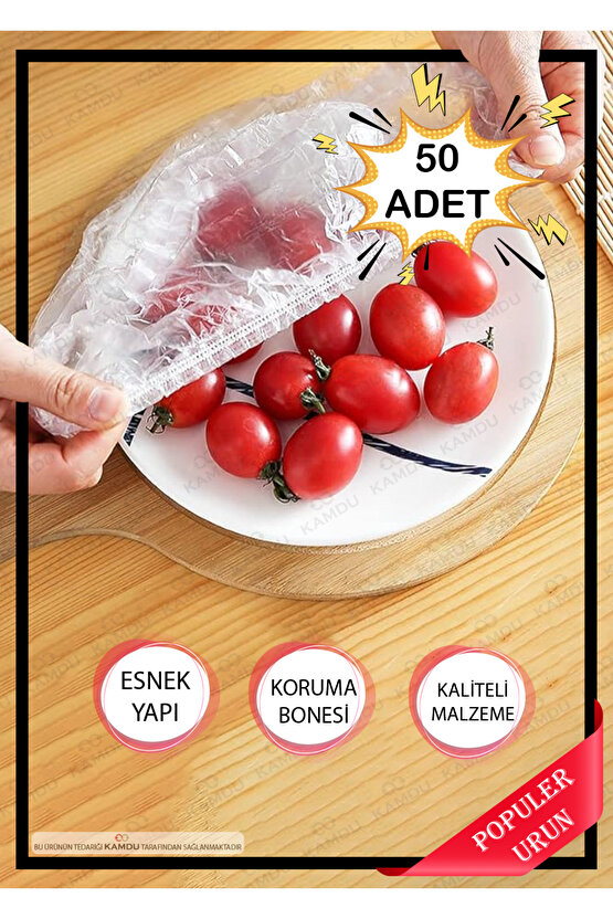 ( 50 Adet ) Çok Amaçlı Bone, Tabak Bonesi, Gıda Bonesi, Tencere Bones, Saç Bonesi