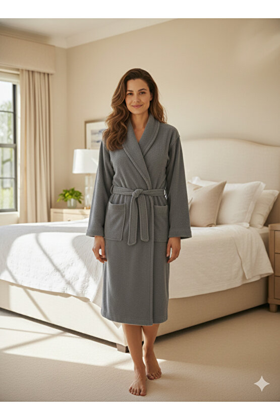 Bukle Bornoz, Şal Yaka Bornoz ,%100 Pamuklu Kadın  Erkek Unisex Bornoz