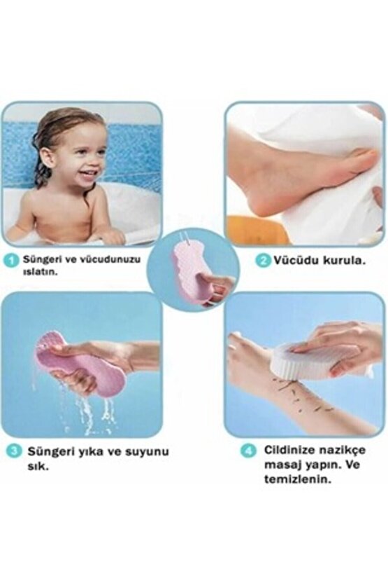 (2 Adet ) Bebek Yıkama Süngeri , Bebek Peeling Süngeri, Kir Çıkartan Sünger