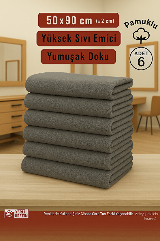 ( 6 Adet ) 50x90cm Pamuklu Havlu , Berber Havlusu, Kuaför Havlusu, Sporcu Havlusu, El Yüz Havlusu