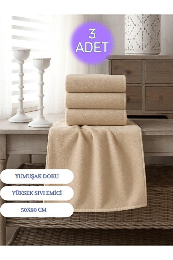 ( 3 Adet ) 50x90cm Pamuklu Havlu , Berber Havlusu, Kuaför Havlusu, Sporcu Havlusu, El Yüz Havlusu