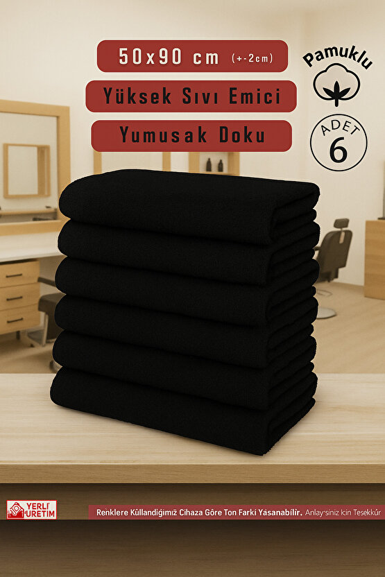 ( 6 Adet ) 50x90cm Pamuklu Havlu , Berber Havlusu, Kuaför Havlusu, Sporcu Havlusu, El Yüz Havlusu