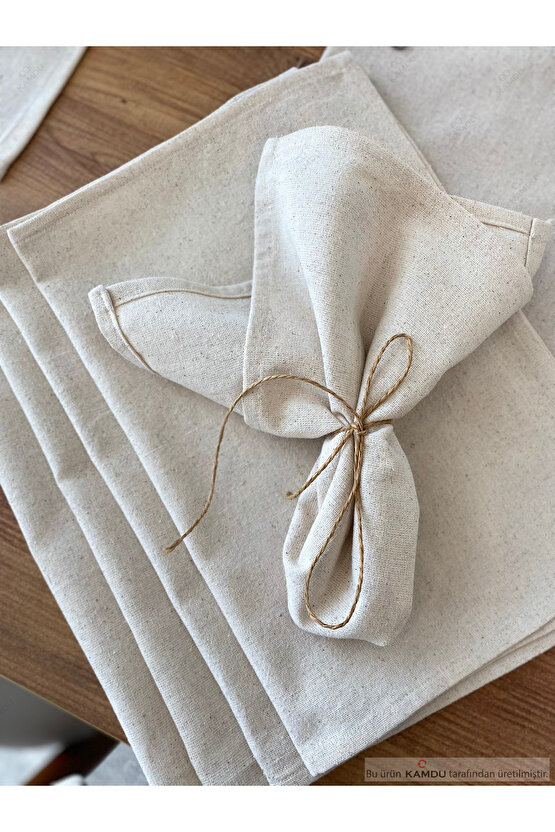 (4 ADET) 30x30cm %100 Pamuk Ham Keten Servis Peçetesi, Sunum Peçetesi,tabak Peçetesi
