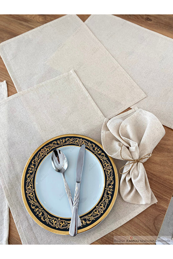 (4 ADET) 30x30cm %100 Pamuk Ham Keten Servis Peçetesi, Sunum Peçetesi,tabak Peçetesi