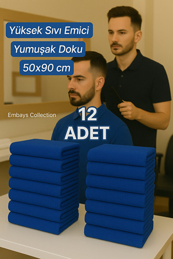 ( 12 Adet ) 50x90cm Pamuklu Havlu , Berber Havlusu, Kuaför Havlusu, Sporcu Havlusu, El Yüz Havlusu