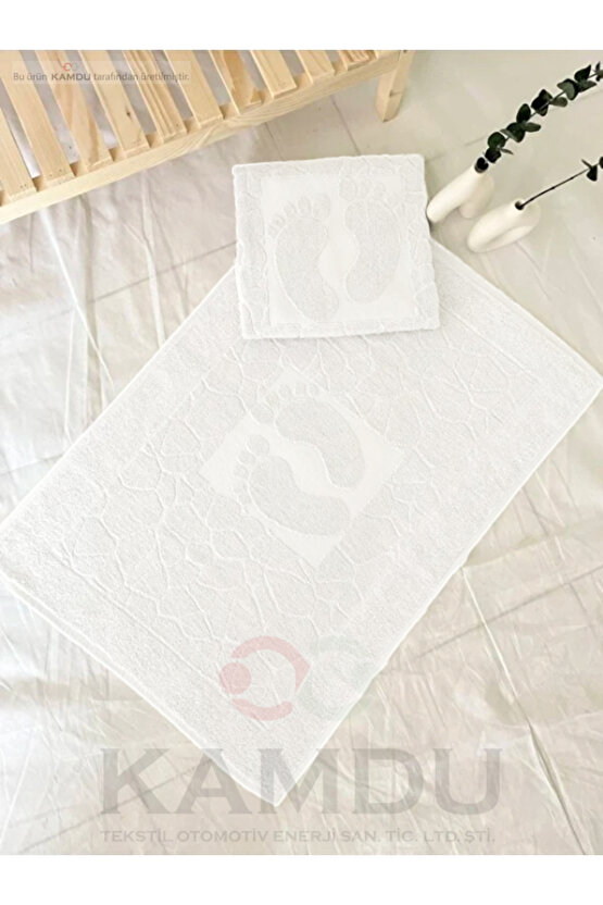 ( 1 Adet ) 50x70cm Ayak Paspası, Ayak Desenli Pamuk Paspas, Lavabo Paspası