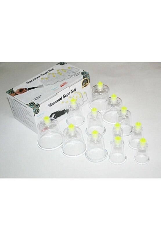 12li Kupa Çekme Vakumlu Masaj Aleti Hacamat Seti Selülit Cihazı