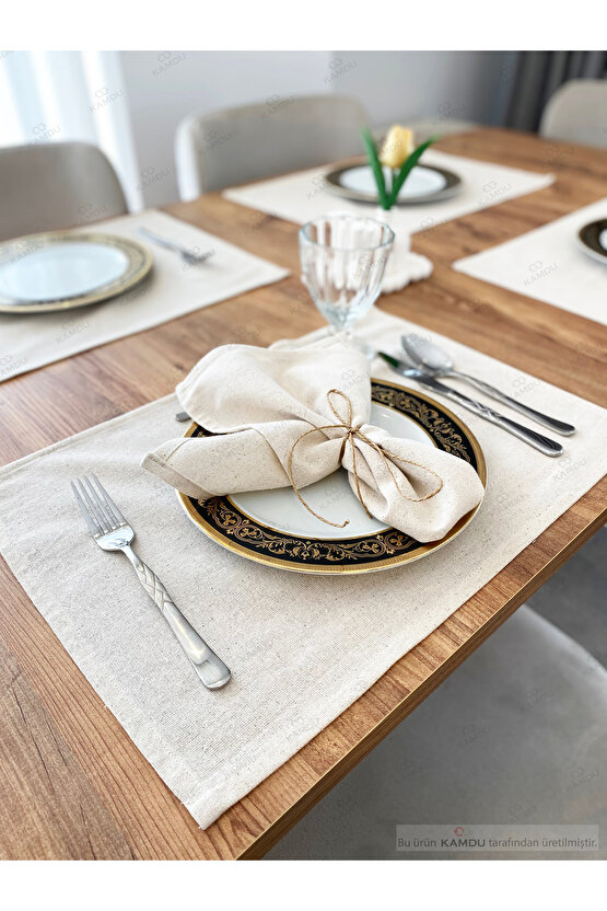 35x50cm 12 Adet Pamuklu %100 Keten Amerikan Supla,Şık Sunum Peçetesi, Keten Amerikan Servis