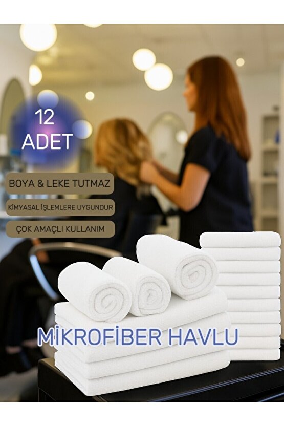( 12 Adet ) 50x90cm Mikrofiber Havlu,berber Havlusu, Kuaför Havlusu, Sporcu Havlusu, El Yüz Havlusu