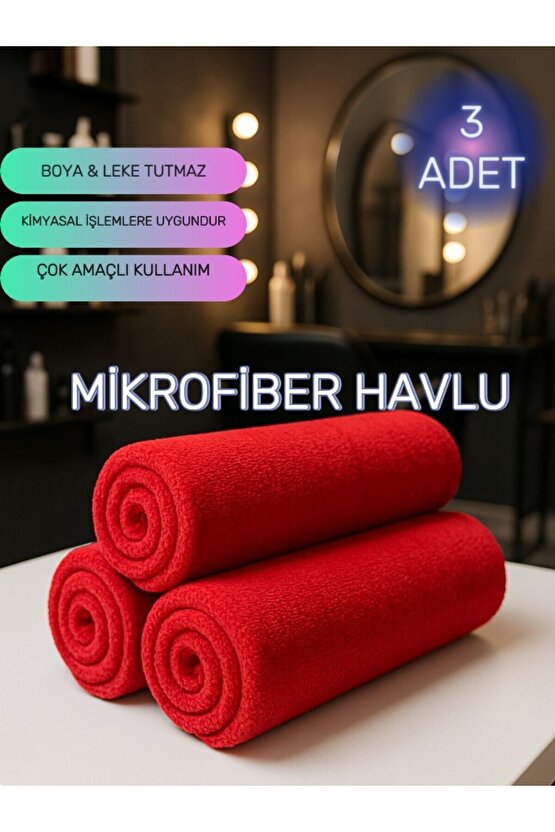 ( 3 Adet ) 50x90cm Mikrofiber Havlu,berber Havlusu, Kuaför Havlusu, Sporcu Havlusu, El Yüz Havlusu