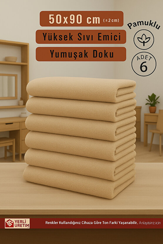 ( 6 Adet ) 50x90cm Pamuklu Havlu , Berber Havlusu, Kuaför Havlusu, Sporcu Havlusu, El Yüz Havlusu