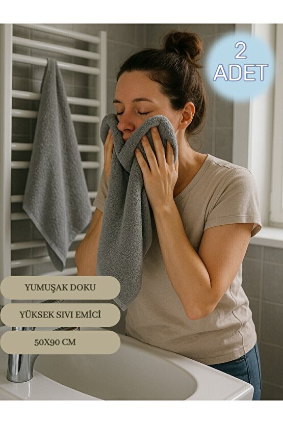 ( 2 Adet ) 50x90cm Pamuklu Havlu , Berber Havlusu, Kuaför Havlusu, Sporcu Havlusu, El Yüz Havlusu