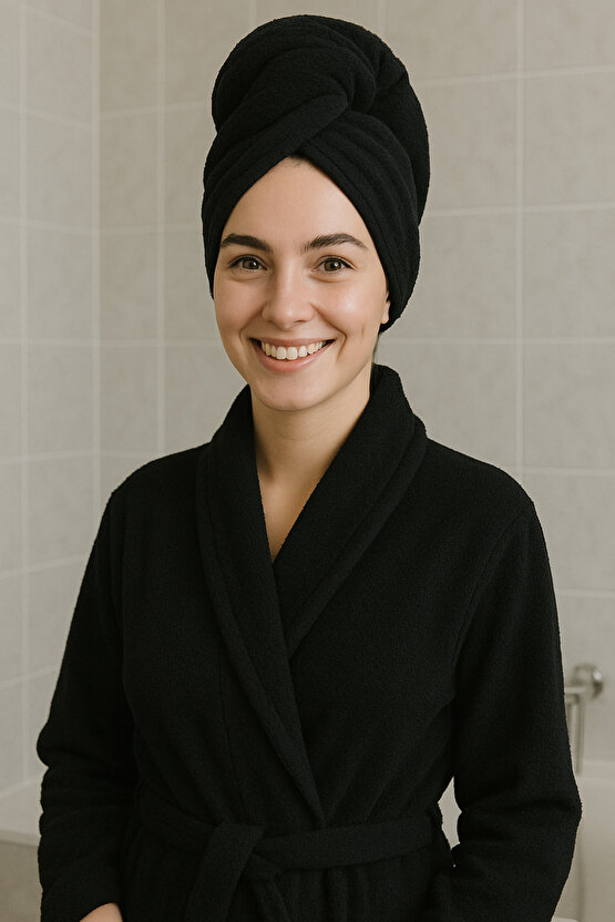 Düğme Lastikli Saç Havlusu, Saç Bonesi, Makyaj Bonesi, Yüz Bakım Havlusu, Banyo Sonrası Saç Kurutma