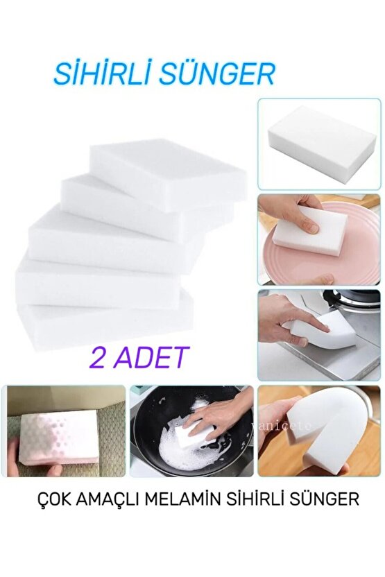( 2 Adet ) Melamin Sünger, Çizik Giderici Sünger, Duvar Temizleme Süngeri, Sihirli Sünger