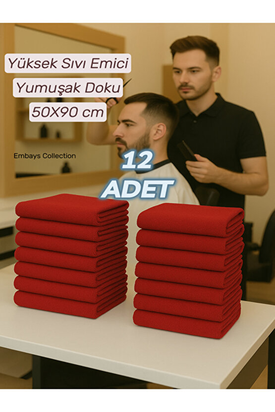 ( 12 Adet ) 50x90cm Pamuklu Havlu , Berber Havlusu, Kuaför Havlusu, Sporcu Havlusu, El Yüz Havlusu