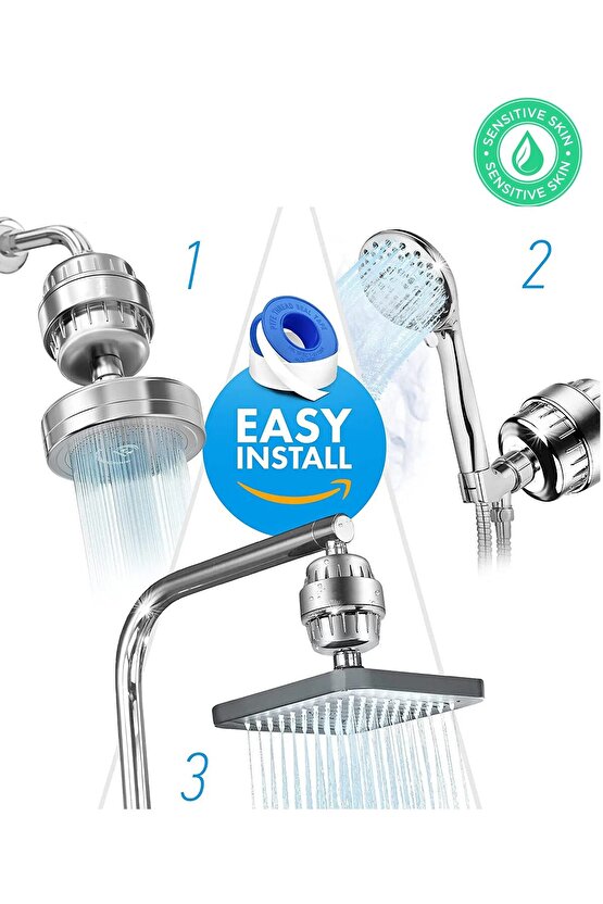 15 Aşamalı Duş Banyo Mutfak Filtresi Klor Kireç Kötü Koku Toksinlere Karşı Etkili Su Arıtma Sistemi