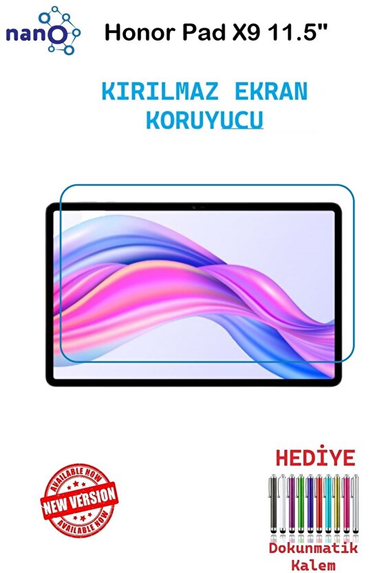 Honor Pad X9 11.5 Tablet İçin Tam Uyumlu Ekran Koruyucu Cam Nano HD Esnek Kırılmaz