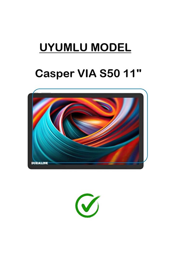 Casper VIA S50 11 uyumlu Standlı Tablet Kılıfı + Kırılmaz Ekran Koruyucu+Dokunmatik Kalem