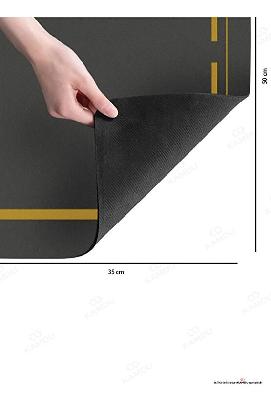 Siyah Renk Bulaşık Matı 35x50cm, Kurulama Matı, Tezgah Üstü Mat, Sihirli Paspas